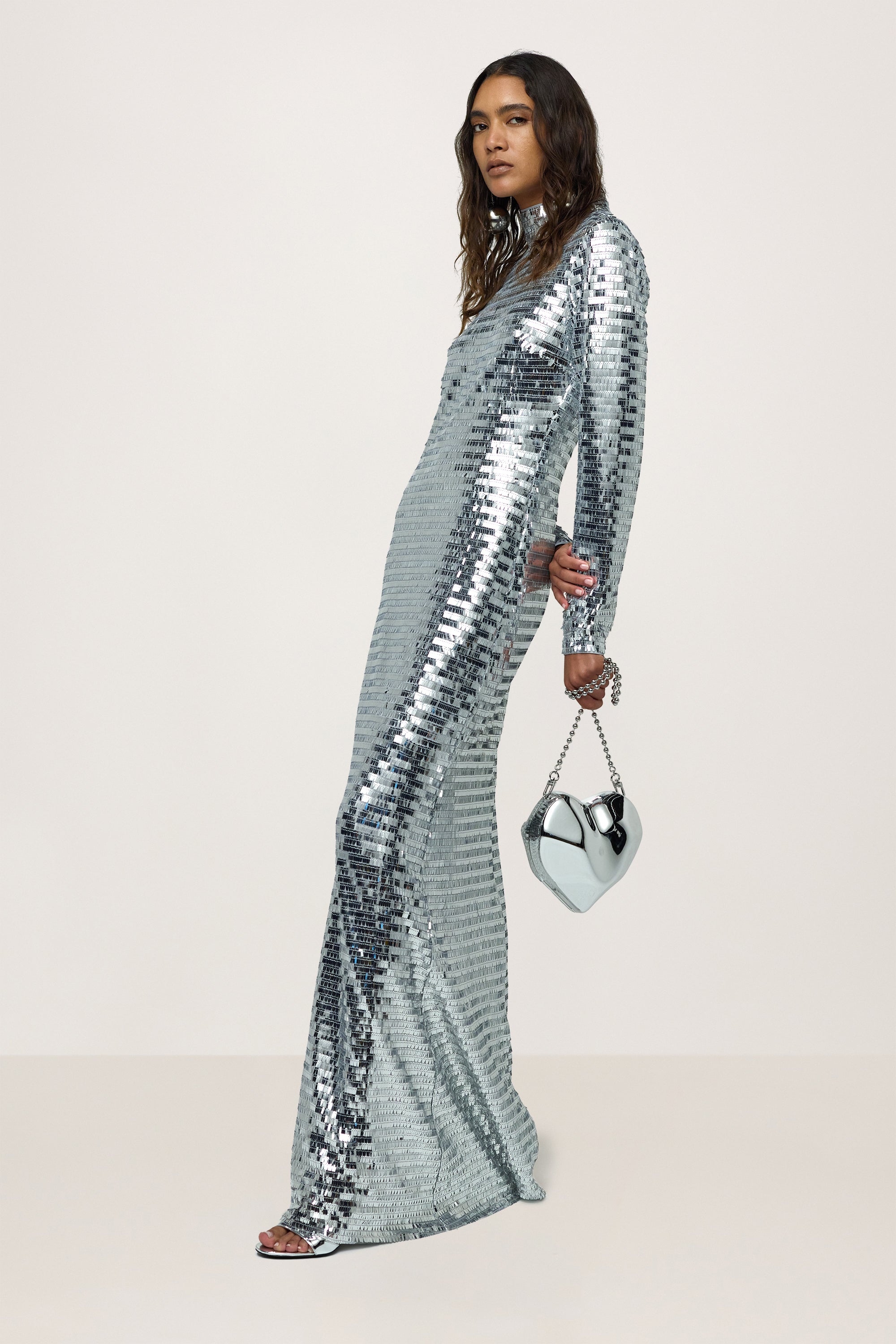 Silver Sequin Maxi Dress