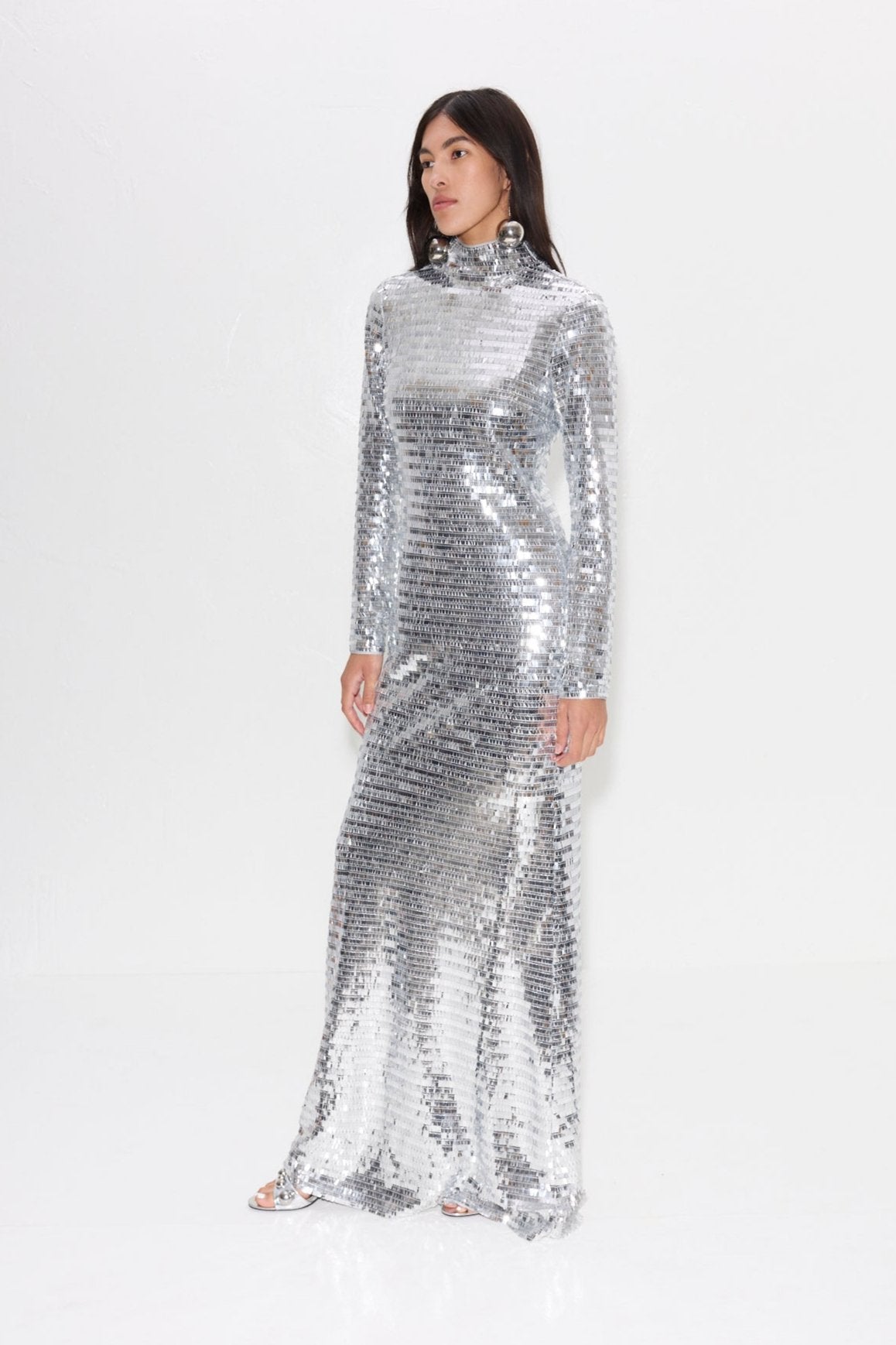 Sequin Sculpty Dress in Satellite Silver – Simon Miller