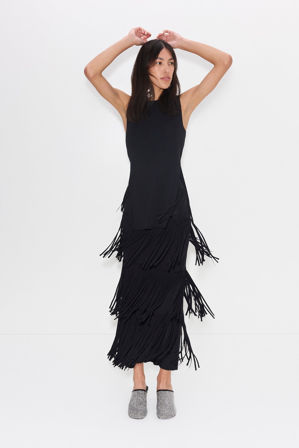 Za Za Knit Fringe Skirt in Black SIMONMILLER