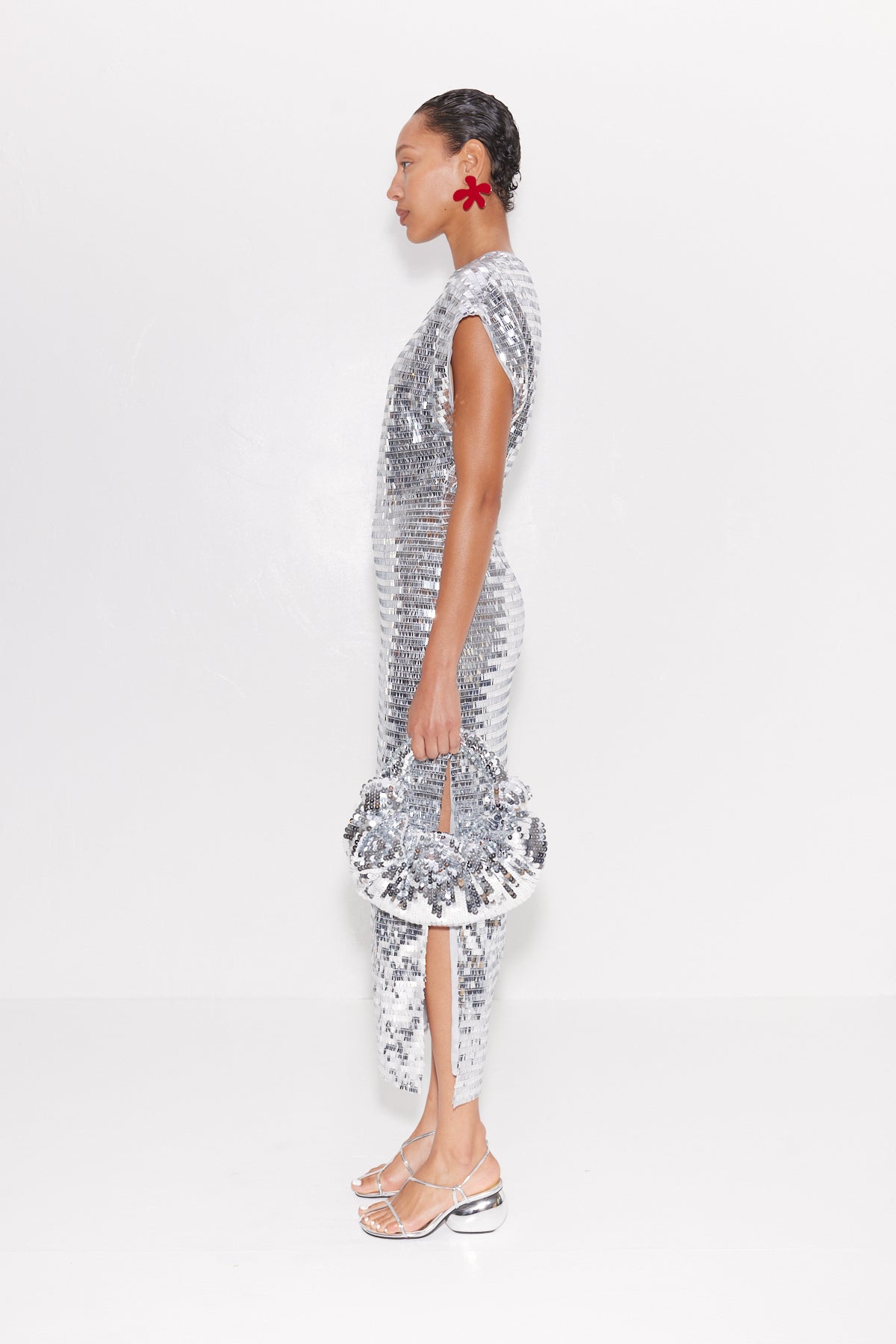 W4450-ARGAN-SEQUIN-DRESS-SATELLITE-SILVER-SIDE-FULL-BODY-SHOT