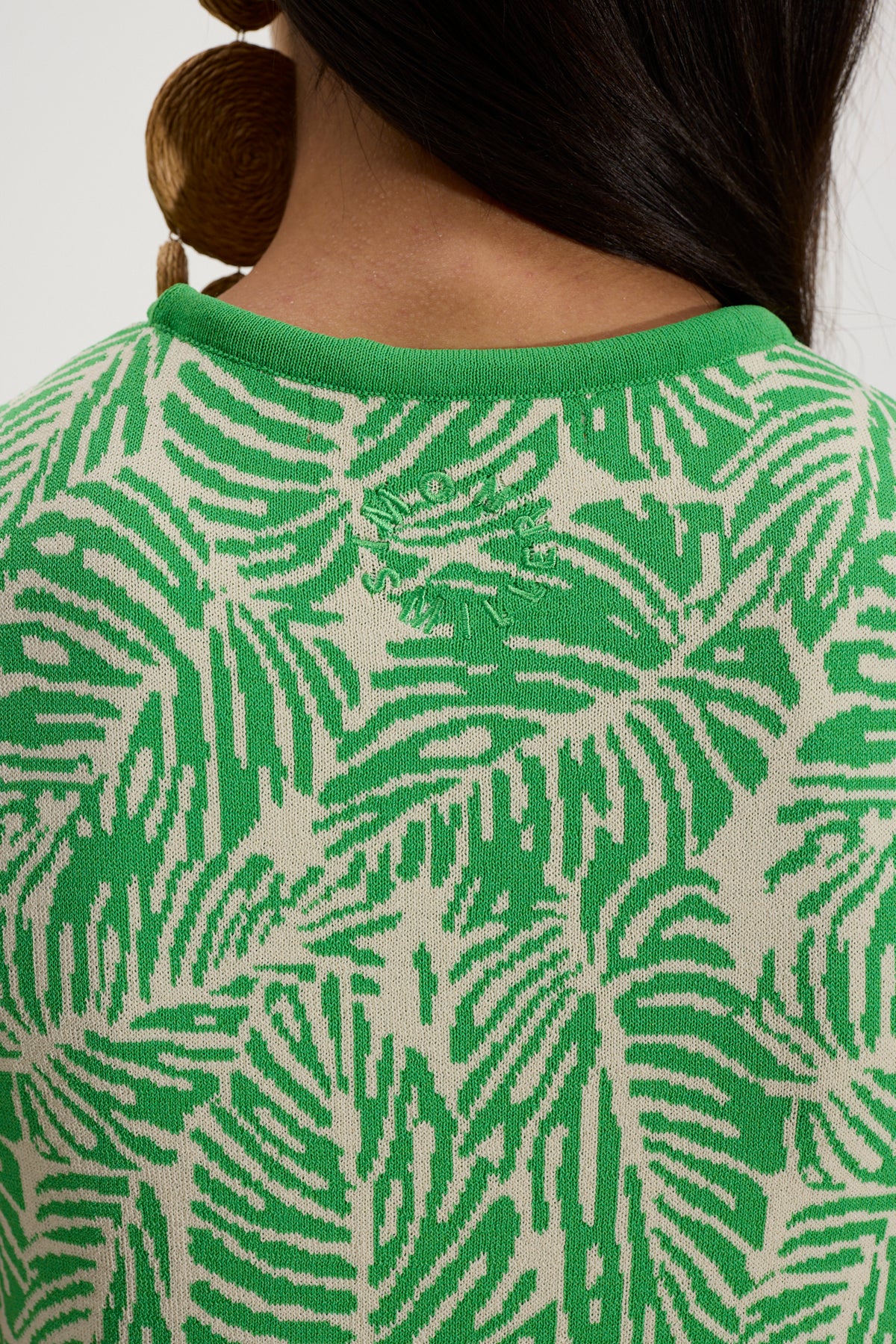 Knits By Zana Knit Mini Dress in Gummy Green Palm Leaf