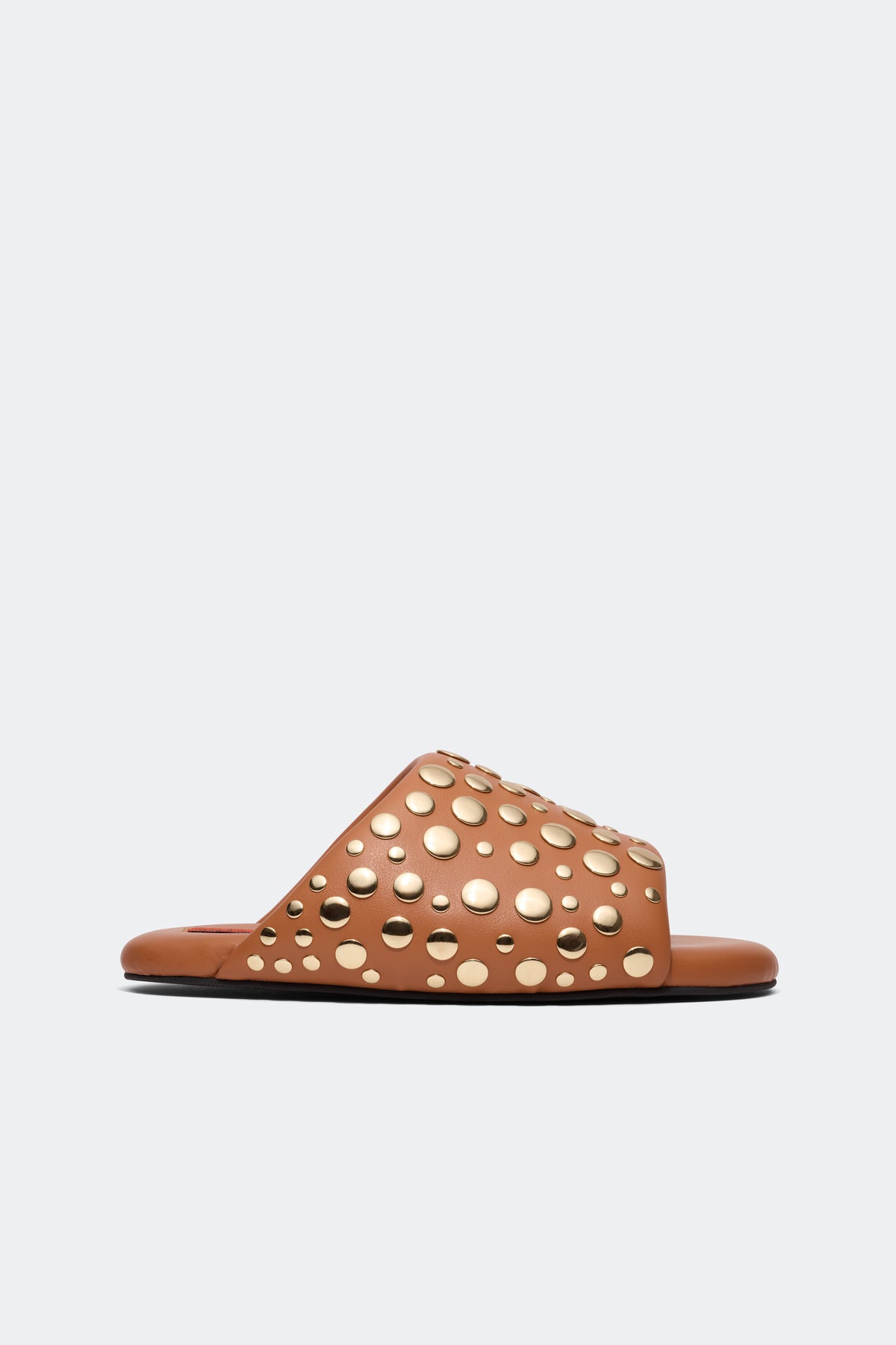 Studded Bubble Slide in Chestnut/Brass