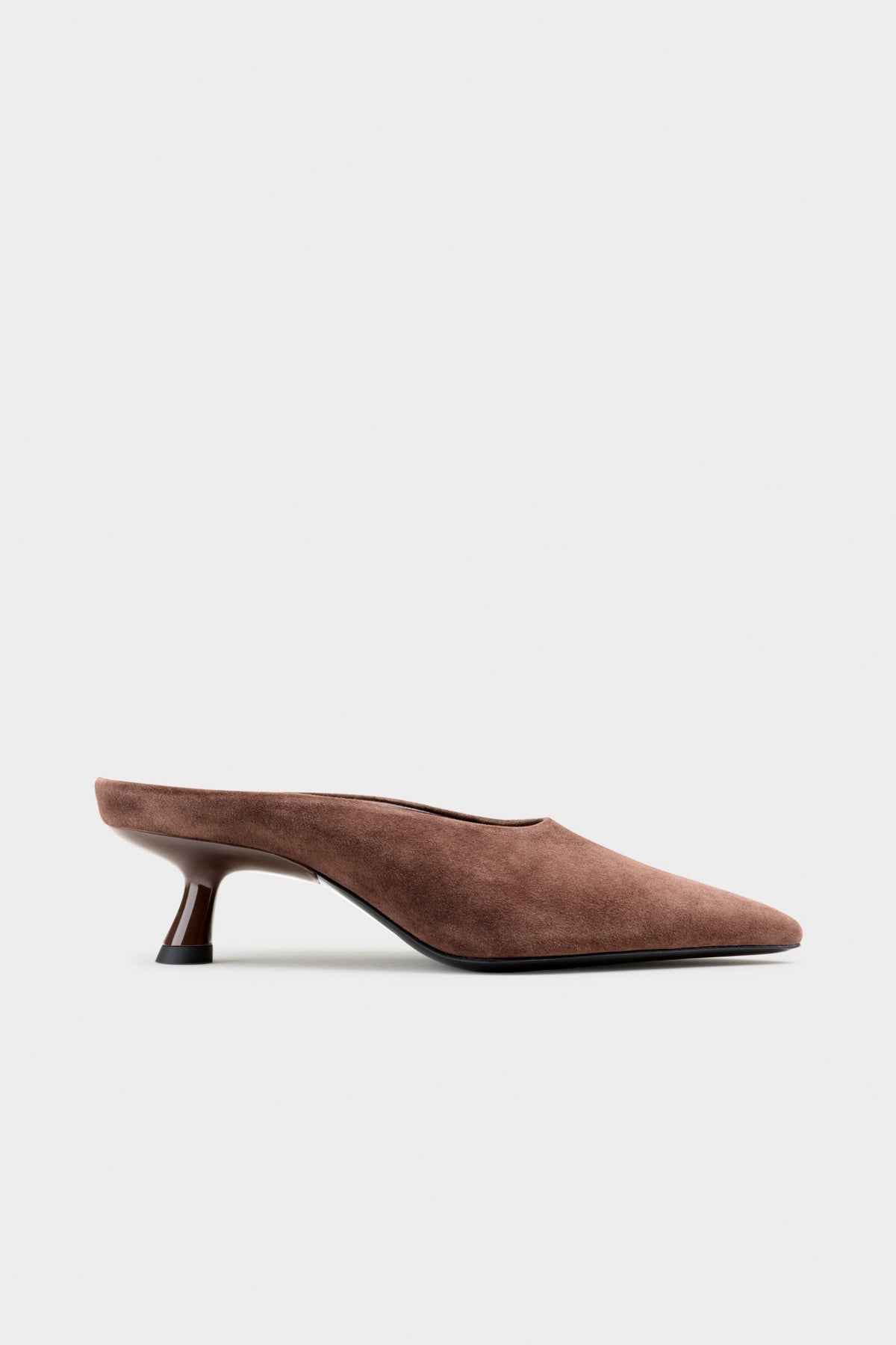 Suede Pointed Gala Mule in Chocolate