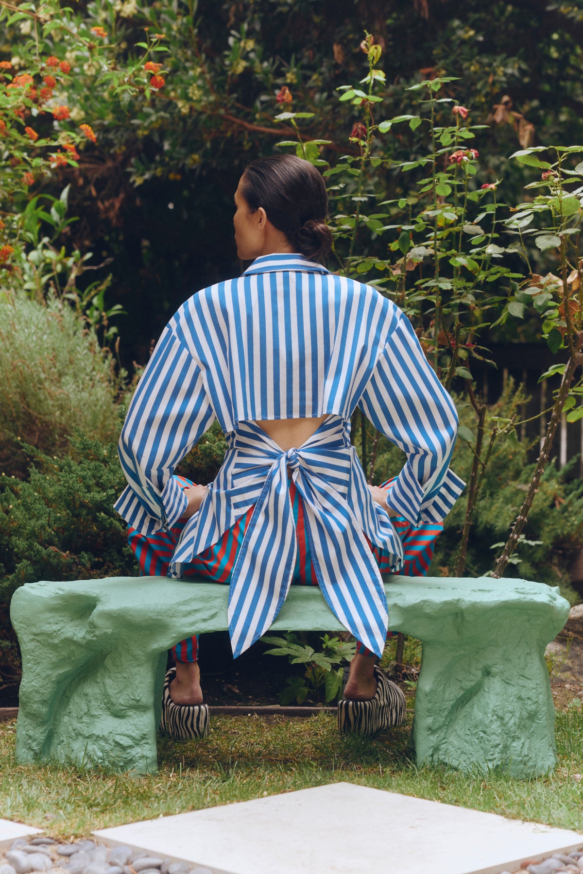 Loch Striped Poplin Button Up in Blue Stripe