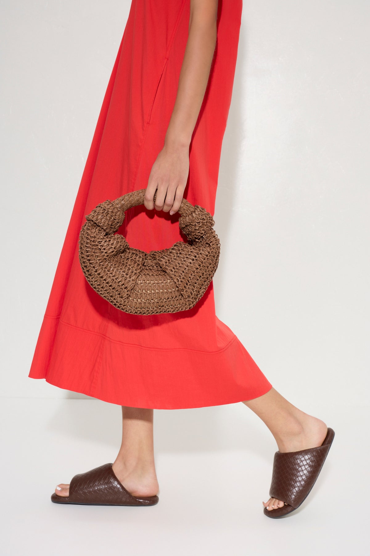 Raffia Lopsy Bag in Chocolate