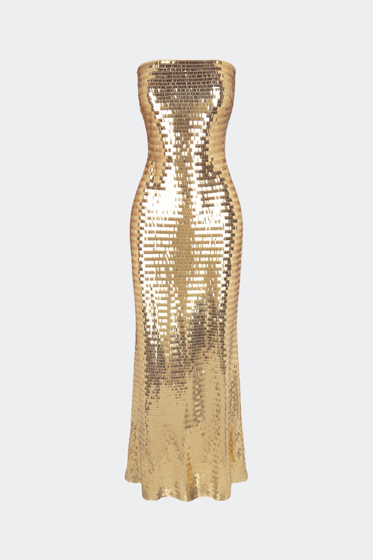 Sculpty Strapless Sequin Dress in Star Gold