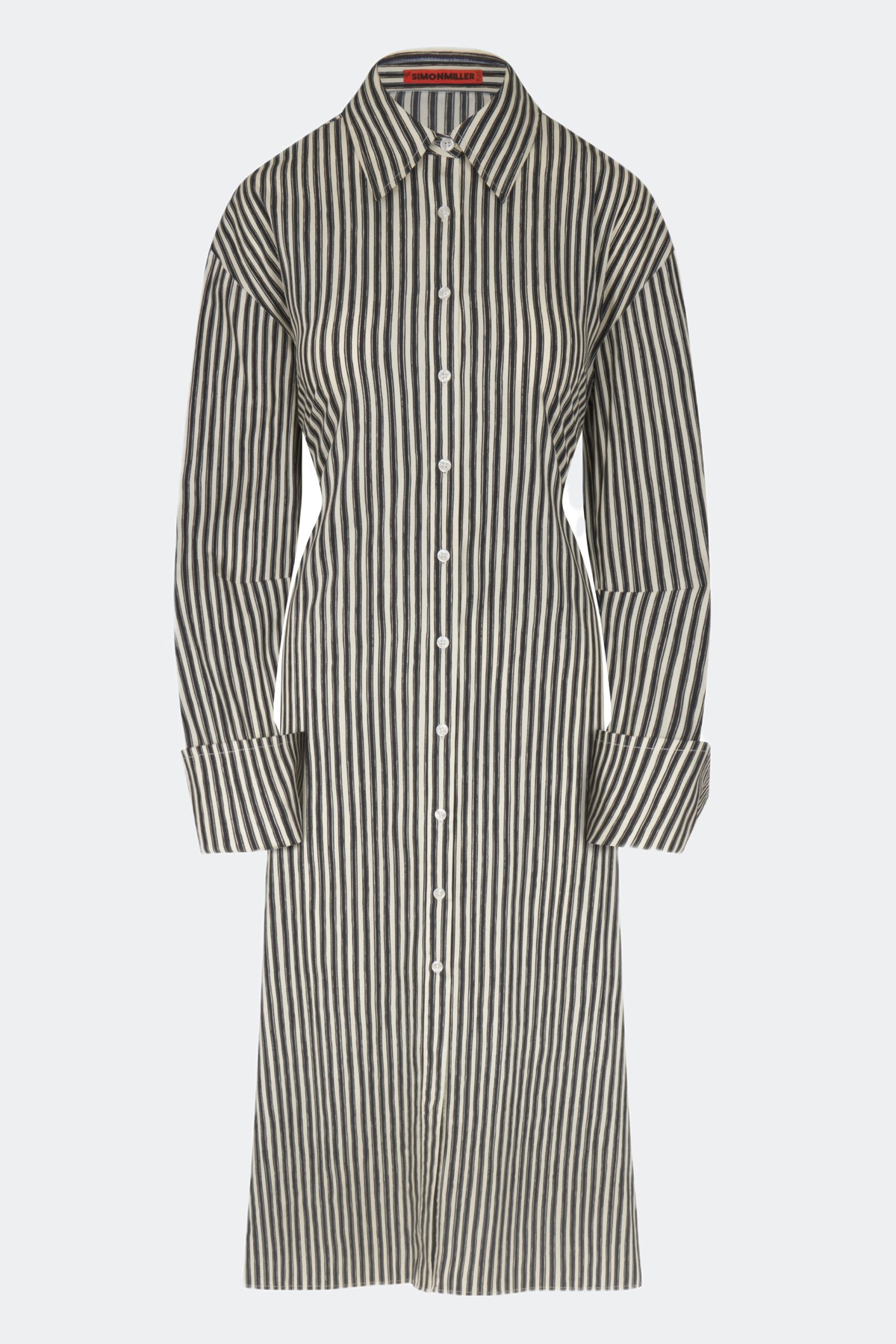 Loch Poplin Maxi Dress in Black/Rice Flour Stripe