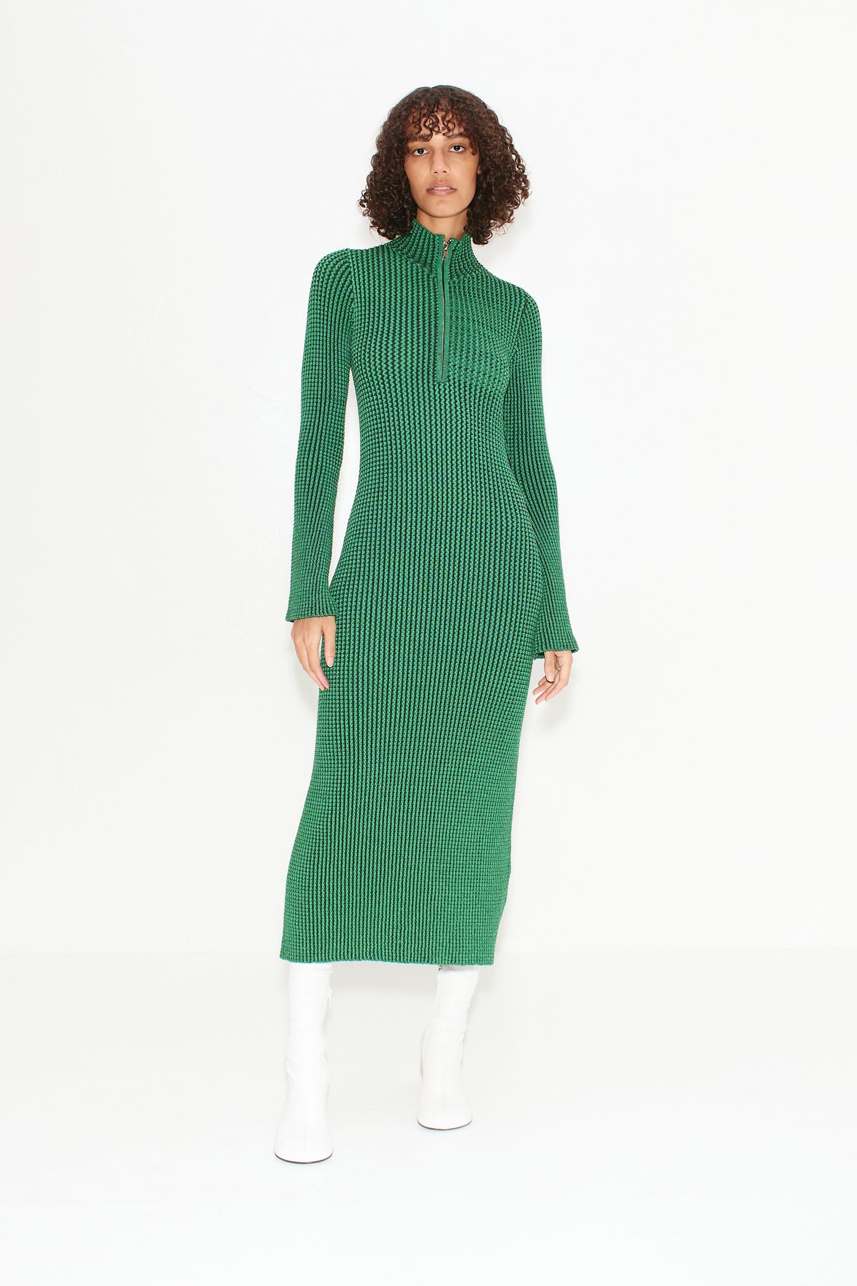 Green knit dress with sleeves hotsell