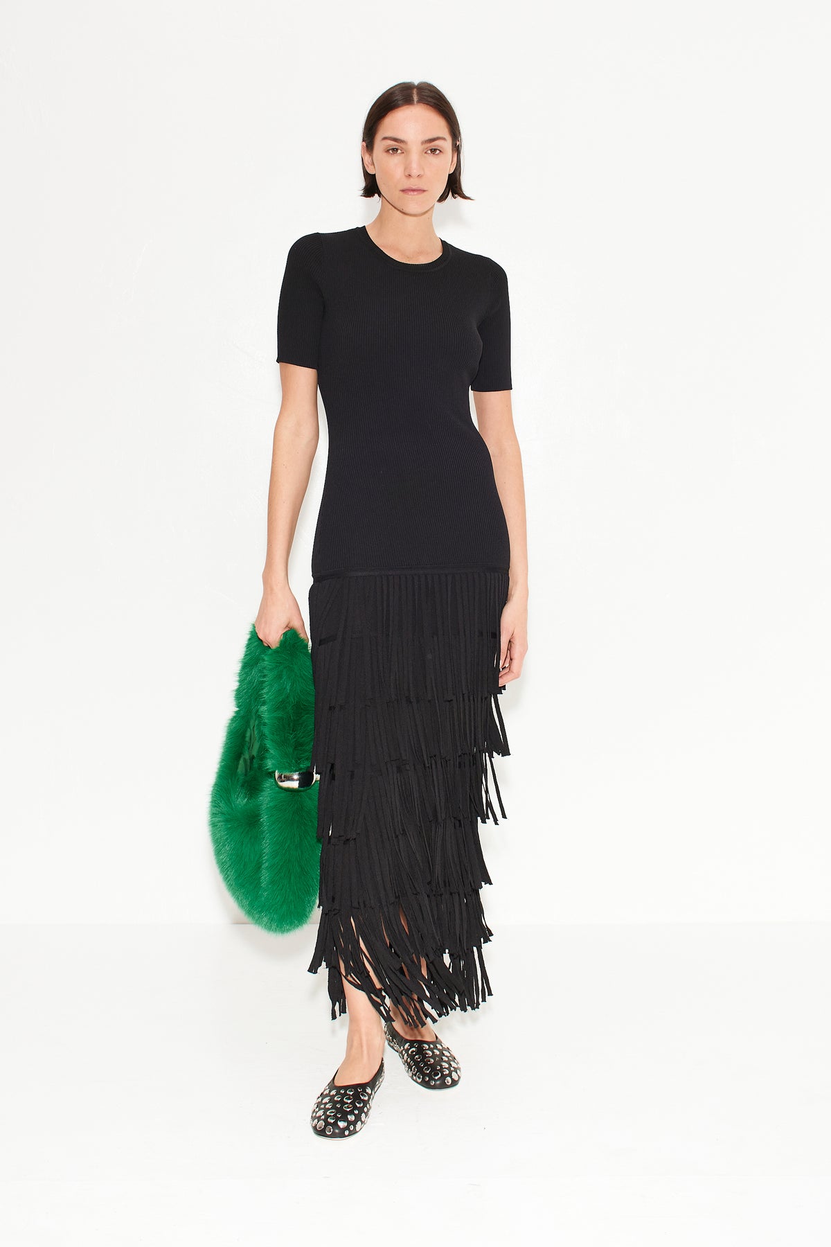 ZA-ZA-KNIT-FRINGE-DRESS-BLACK