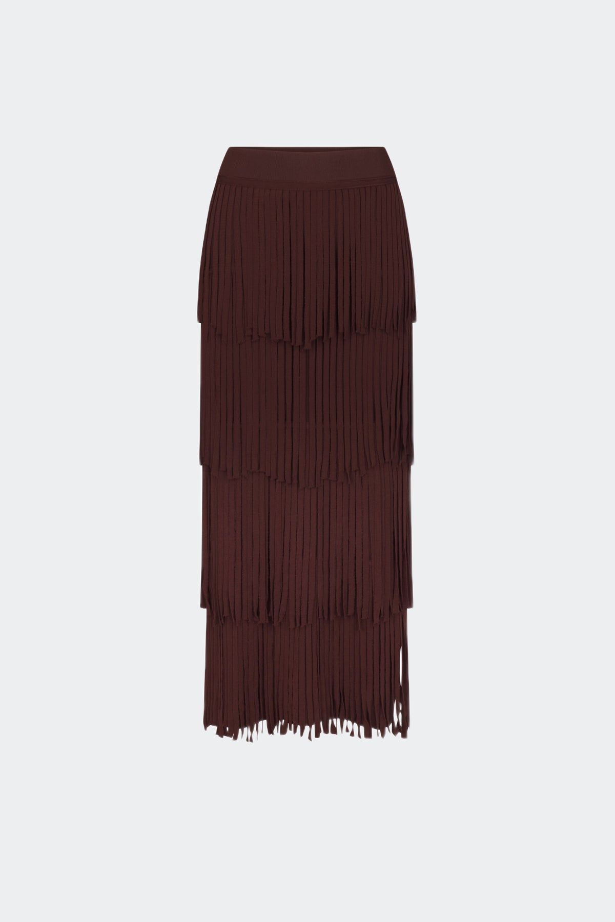 Za Za Knit Fringe Skirt in Choco Brown