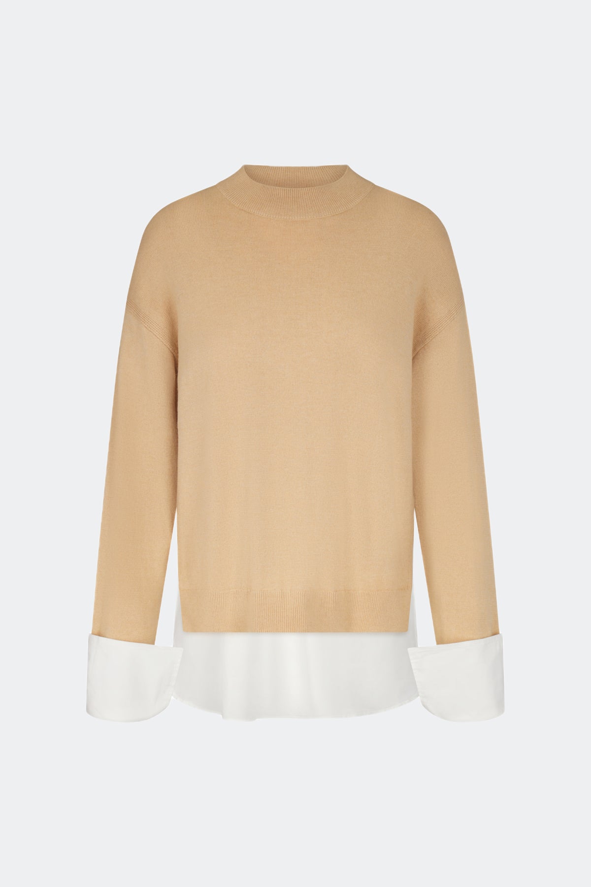 Pip Poplin Combo Sweater in Rice Flour/Macadamia