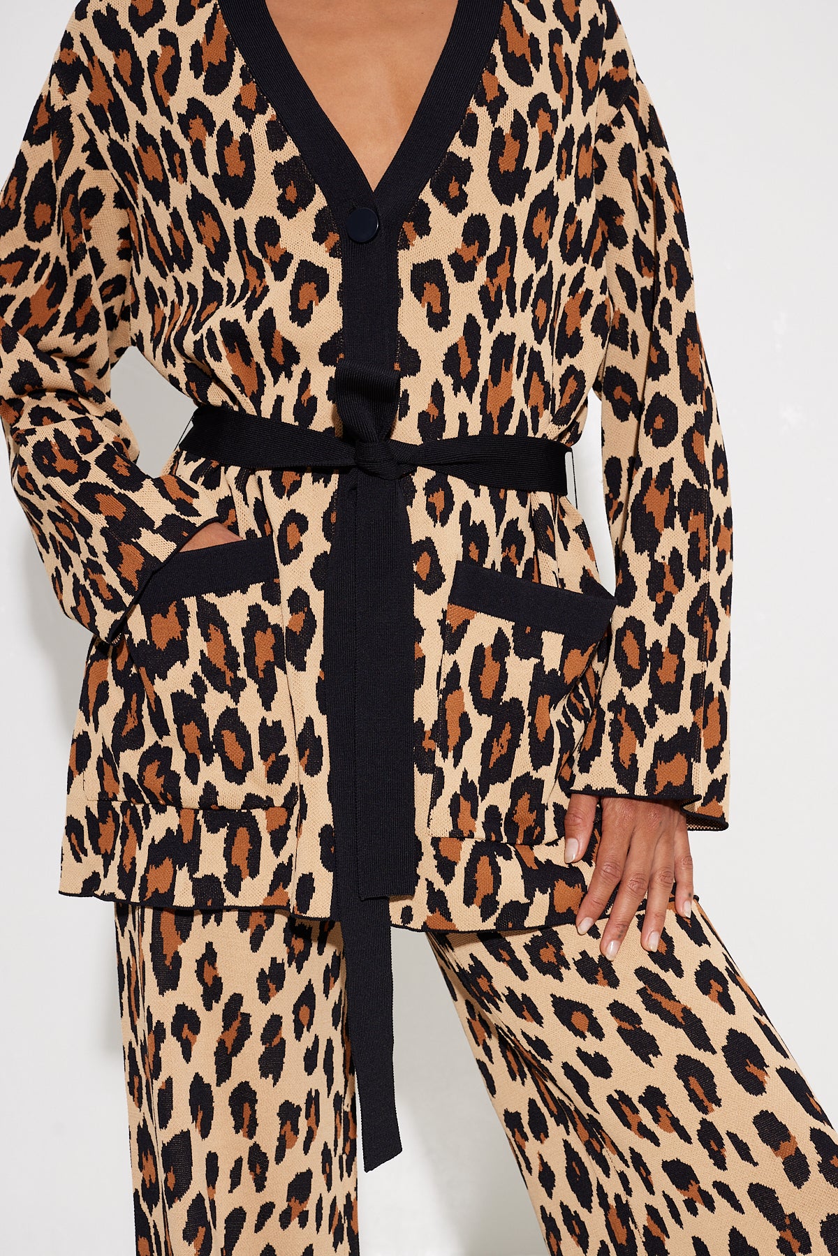 Max Belted Knit Cardigan in Cheetah