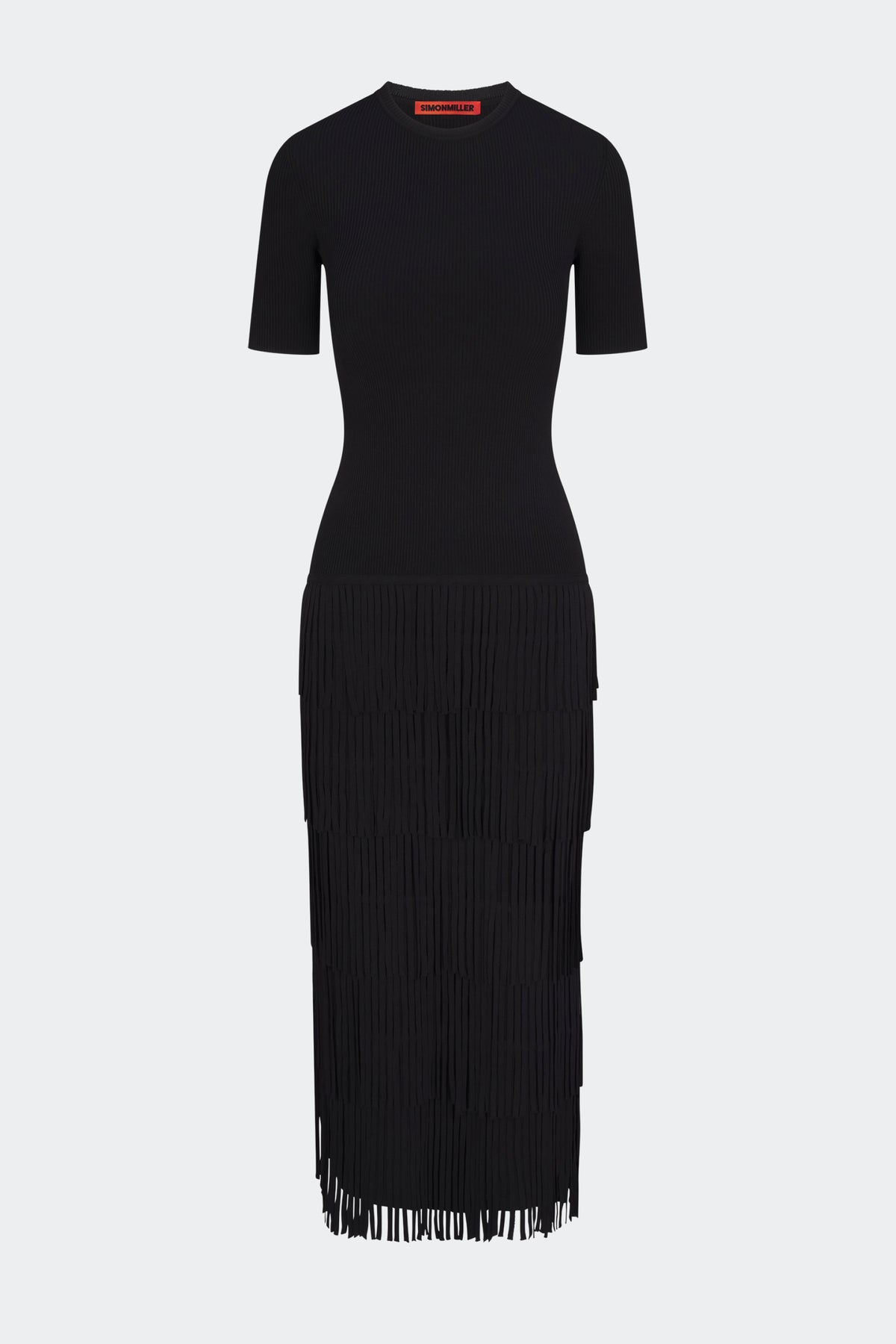 Za Za Knit Fringe Dress in Black